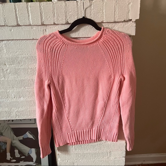 Bubble Gum Pink Rollover Collar Sweater - Picture 3 of 4